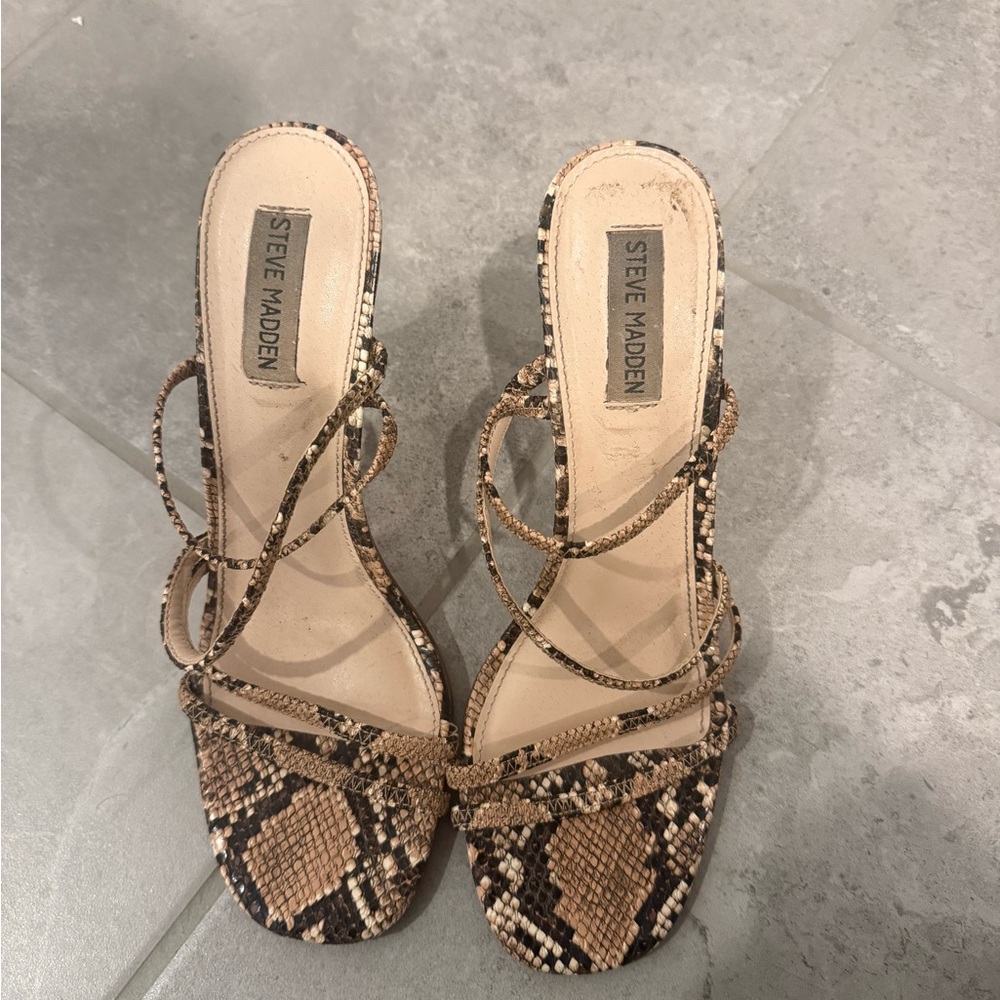 Steve Madden Tan Snake Print Heels